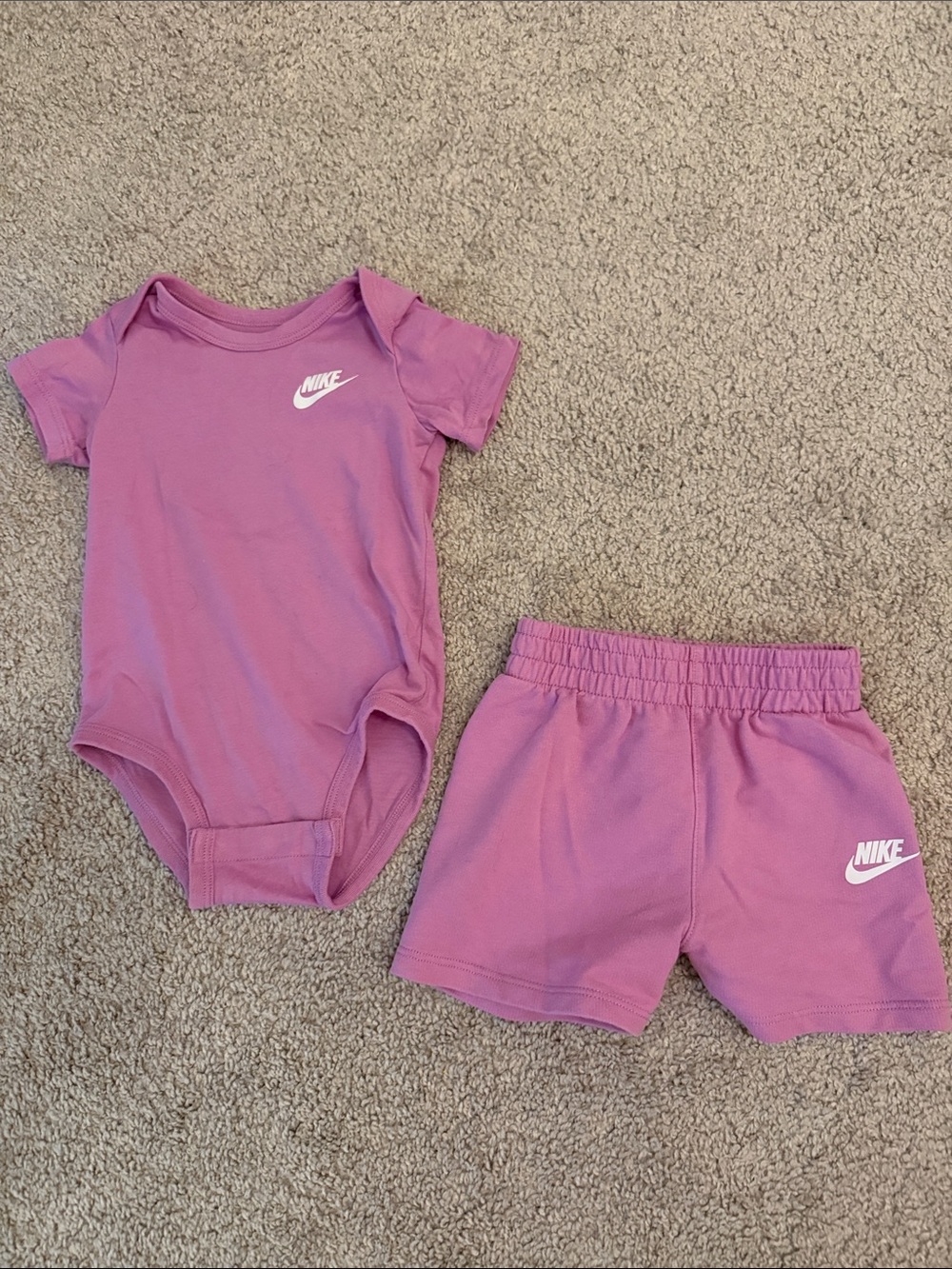 Nike Pink Infant Onesie and Shorts Set